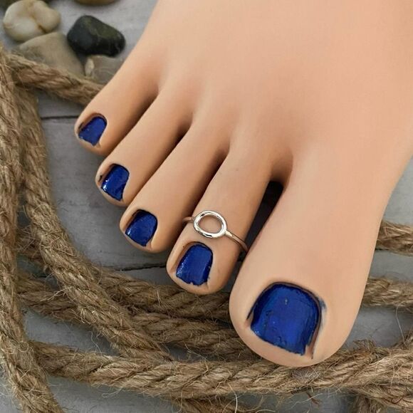 Sterling Silver Oval Toe Ring Midi Ring - Picture 1 of 3